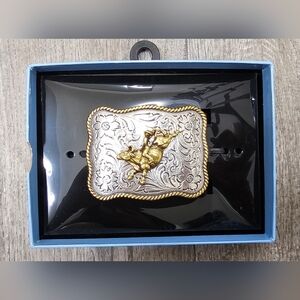 Nocona Kids Gold & Silver Bucking Bull Rider Belt Buckle-*NWT*